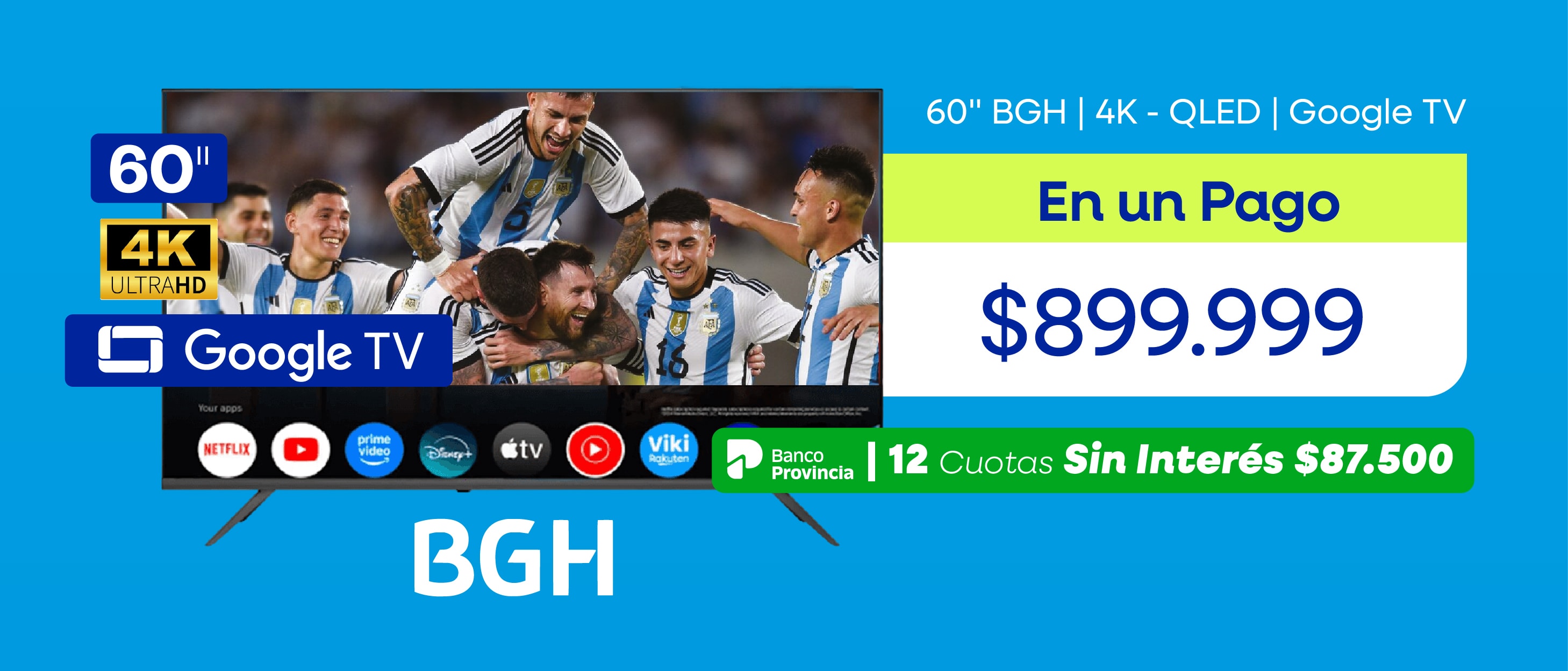 50'' TCL | FHD - QLED | Google Tv En un Pago $622.199 Banco Provincia | 12 Cuotas Sin Interés $56.667